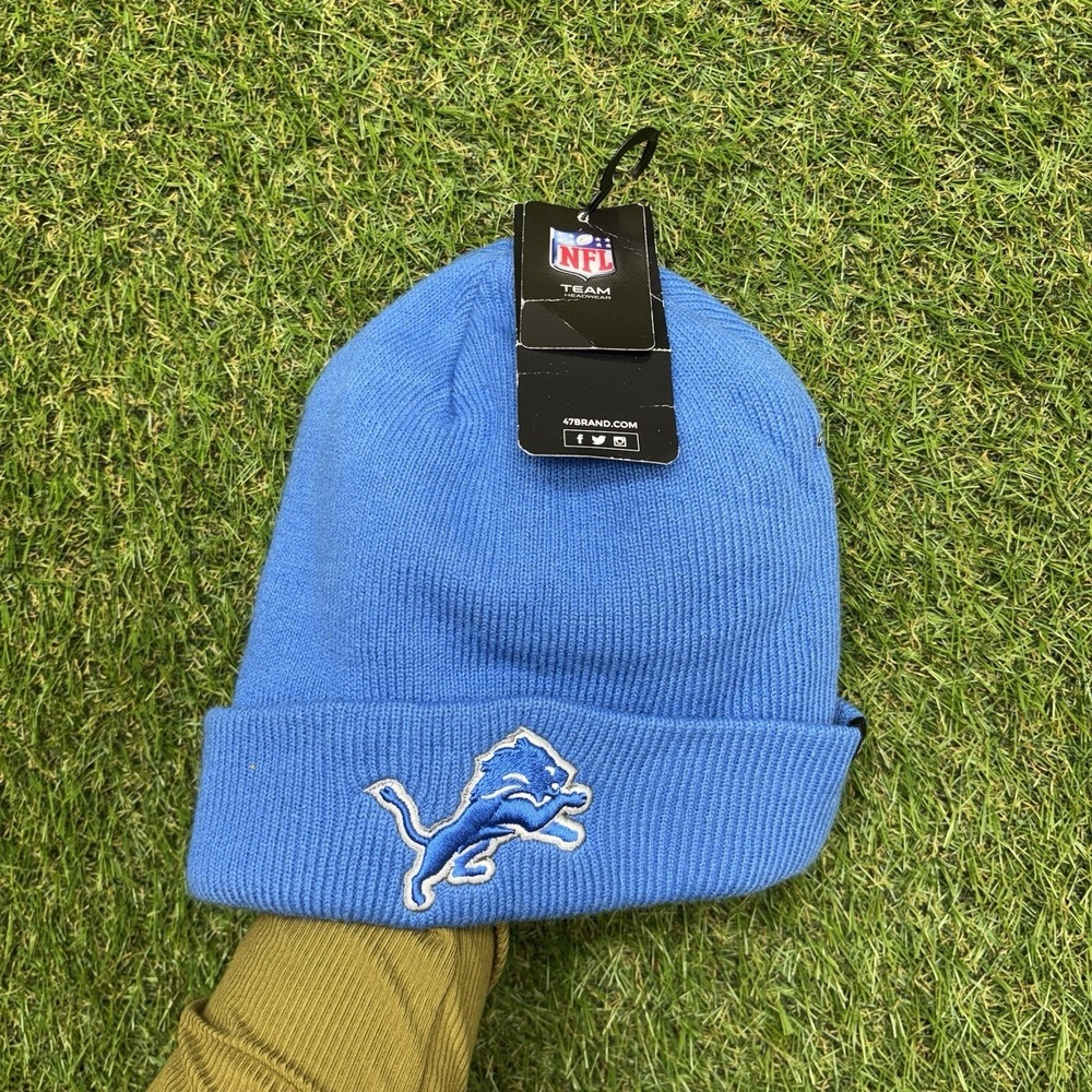'47 Detroit Lions NFL Beanie Knit Hat Light Blue OSFA Gameday Winter NWT